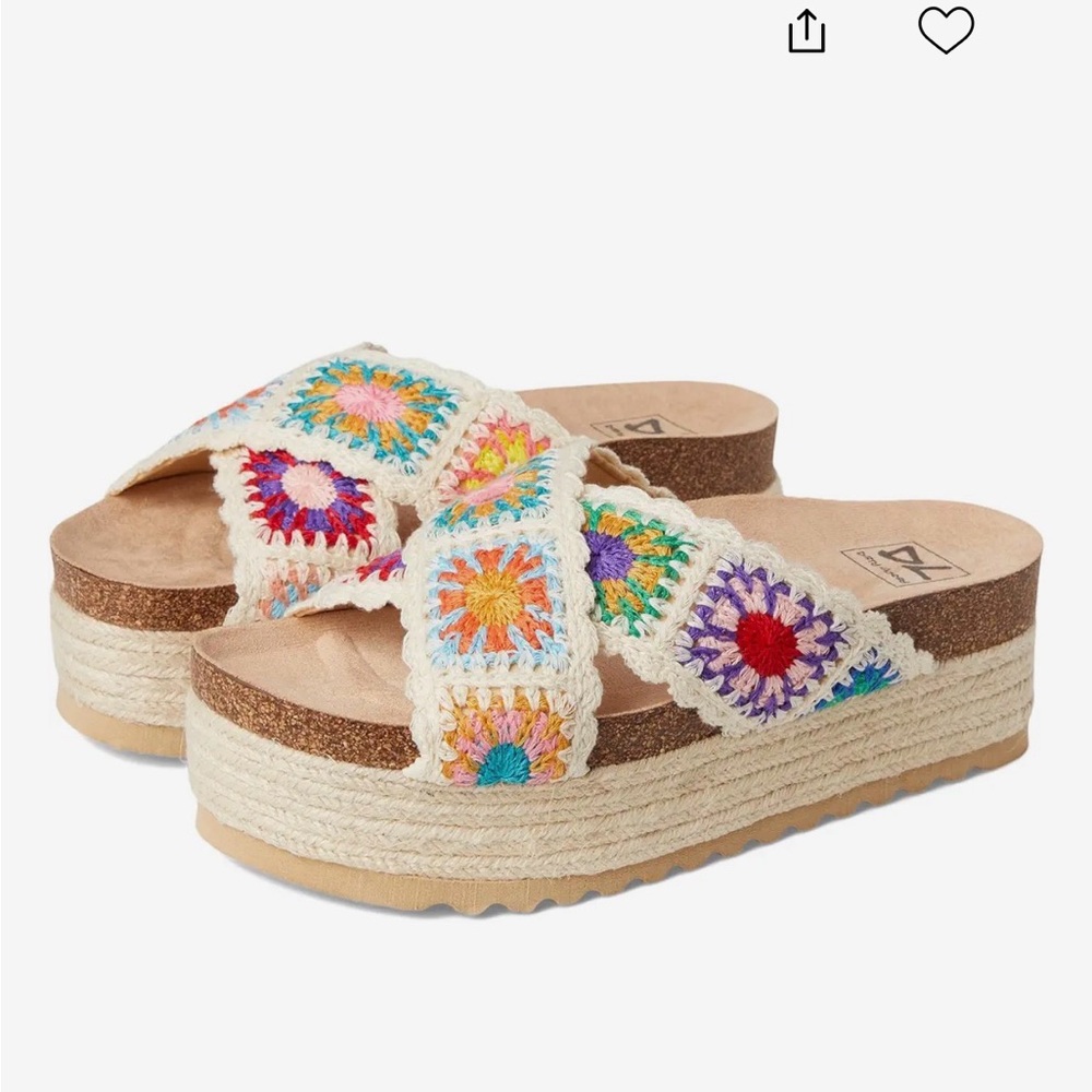 Crochet Multicolor Platform Slide Sandals - Women's